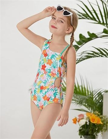10Y, GRACE KARIN Girls One Piece Swimsuit One Shoulder Sleeveless Swimwear Cut O