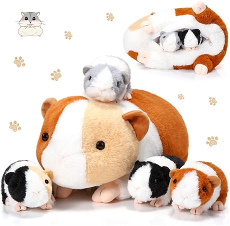 5 Pcs Guinea Pig Stuffed Animals, 16 Inch Big Mama Hamster Realistic Stuffed Ani