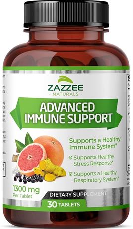 Zazzee Advanced Immune Support, 1300 mg per Tablet, 30 Vegan Tablets, 30 Day Sup