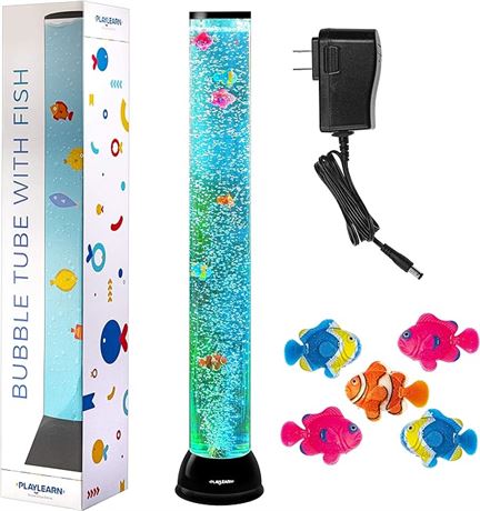 31 Inch - Playlearn Sensory Bubble Tube – Fake Fish Tank Floor Lamp – Color Chan