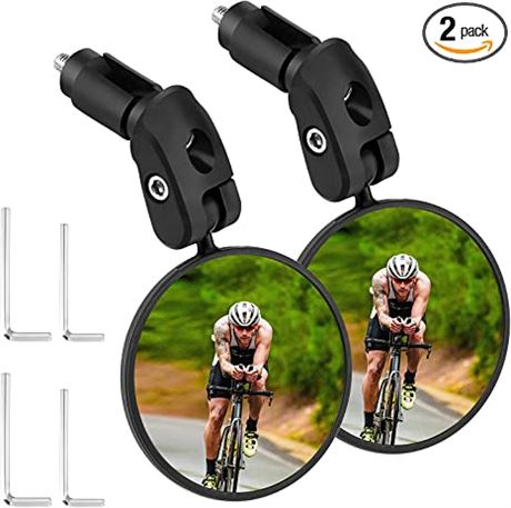 Accmor 2pcs Bike Mirror, Bar End Bicycle Riding Rearview Mirrors for Handlebars,