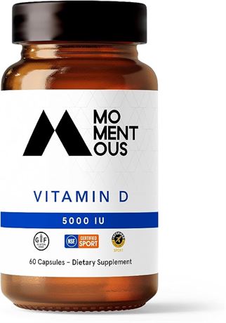 Momentous Vitamin D Supplement, Capsules, 60 Servings