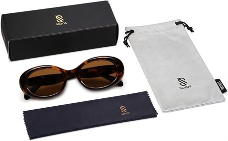 SOJOS Retro Oval Sunglasses for Women Men Trendy Sun Glasses Classic Shades UV40