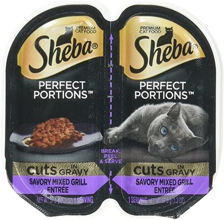 Sheba Perfect Portions Savory Mixed Grill Entree` Cuts in Gravy (5-2 pack trays)