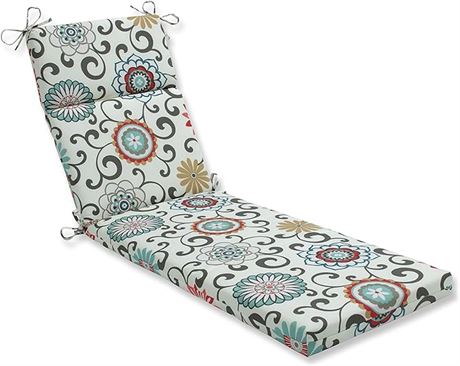 72.5" x 21" - Pillow Perfect Outdoor Pom Pom Play Peachtini Chaise Lounge Cushio