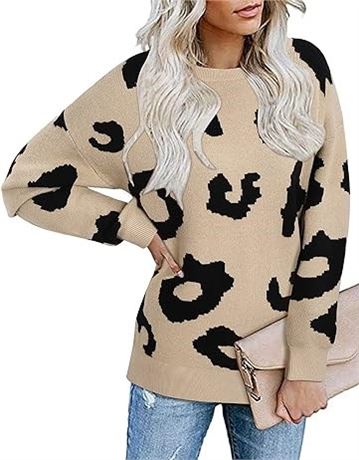 II ININ Women's Leopard Pullover Sweater - (M)