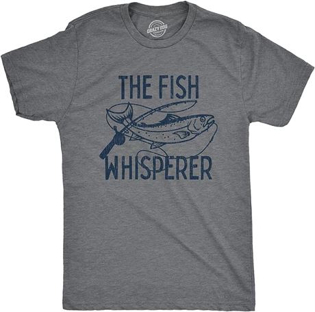 XXL - Crazy Dog Tshirts Mens The Fish Whisperer Tshirt Funny Fishing Lake Time