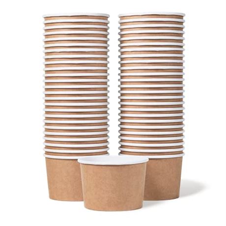 50 Count (9 oz) - Paper Ice Cream Cups - Disposable Dessert Bowls for Hot or Col