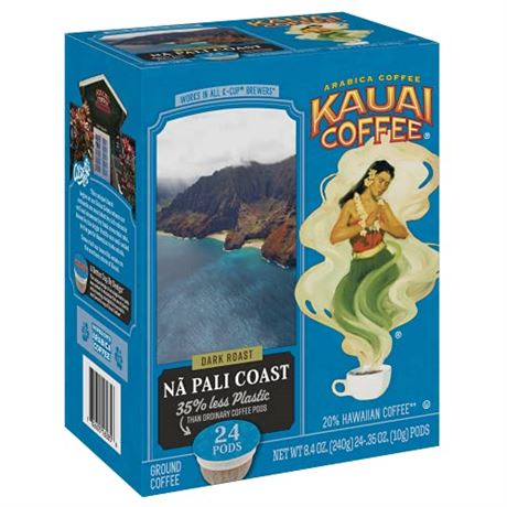 Kauai Coffee Na Pali Coast K-Cup Coffee Pods Dark Roast 24 Ct