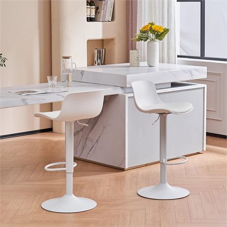YOUNIKE Modern Bar Stools, White Adjustable Barstools for Counter, READ DISCRIP