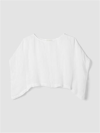 Organic Linen Gauze Poncho, White, 1X/2X