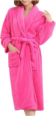 XL,Women's Terry Cloth Bathrobe Long Spa Robe Winter Couple Pajamas Cozy Warm Fl