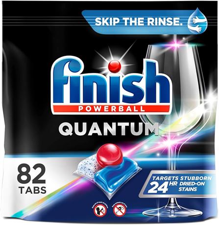 Finish Quantum Dishwasher Detergent Tabs, Ultimate Clean & Shine, 82 Count