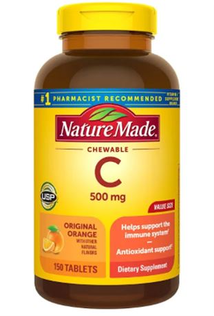150 Ct, Nature Made Chewable Vitamin C 500 Mg Tablets, | CVS. EXP. DEC/2025