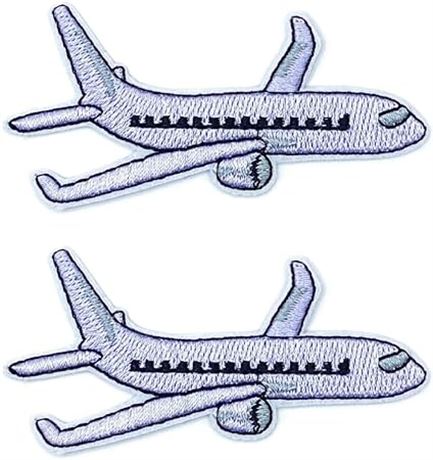 BOHAQA 2Pcs Airplane Embroidery Patches 2.75" - Cool Small Iron On Patches for C