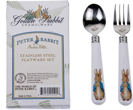 Golden Rabbit Enamelware - Peter Rabbit Pattern - Flatware 2-Piece Gift Set