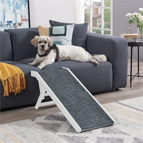 Unipaws Foldable Wooden Pet Ramp Adjustable Height, Dog Ramp for Small Dogs