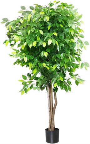 Solution4Patio 6 ft. Ficus Artificial Tree, Deluxe Silk Leaf, Arbre Artificiel,
