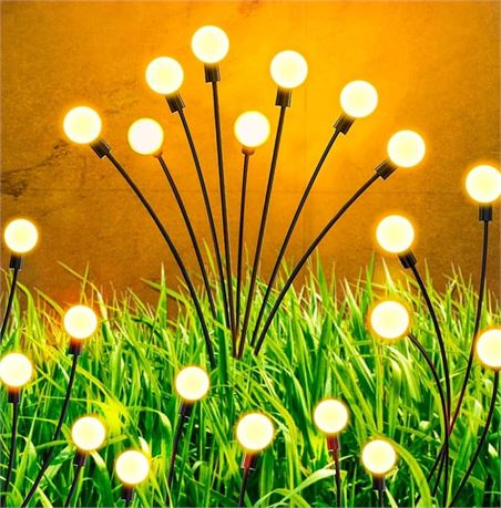 Solar Powered Firefly Lights, 4 Pack 8LED Starburst Swaying Solar Garden Lights,