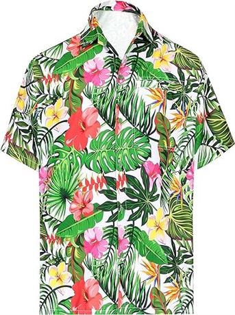 XXL, HAPPY BAY Men's Hawaiian Shirts Short Sleeve Button Down Shirt Mens Summer