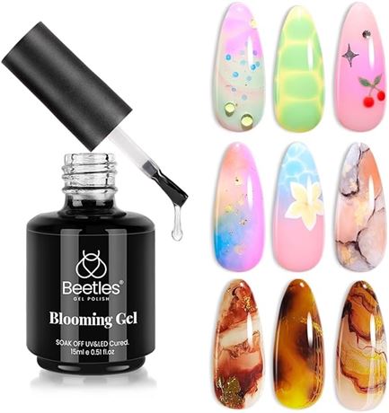 Beetles Nail Blooming Gel, 15ml Clear UV LED Blossom Gel Polish for Spreading