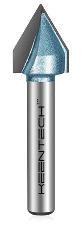 KEENTECH Router Bits, Carbide Tipped 60-Degree V-Groove Router Bit for Grooving,