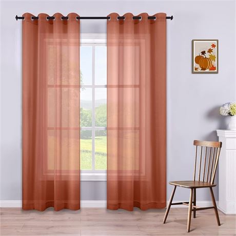Terracotta Curtains 84 Inch Length for Living Room Set of 2 Panels 52x84 Inch