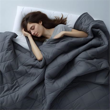 CZZZ Cooling Weighted Blanket 15 lbs - 60"x80" Double Queen Size Dark Grey | Gif