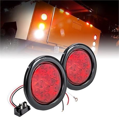 TRUE MODS 2pc 4" Round Red LED Trailer Tail Lights [DOT Certified]