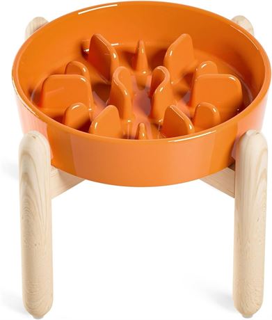LE TAUCI Ceramic Slow Feeder Dog Bowls Elevated for Small and Medium Breed, Dog