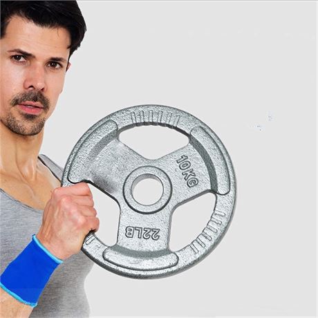 2Pc Cast Iron Weight Plates 10 KG/22 LB for Weigh Bar, 2 Inch Hole, Home Fitness