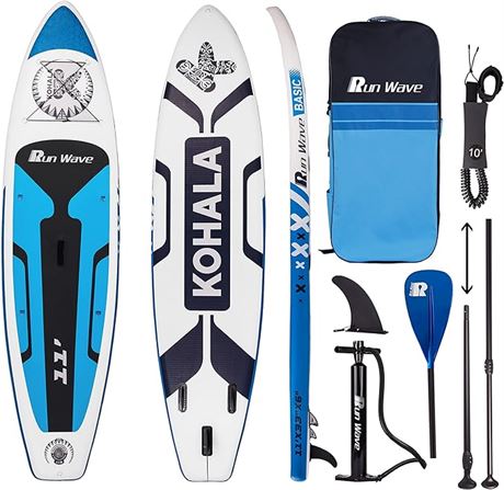 Run Wave Inflatable Stand Up Paddle Board 11'×33''×6''(6'' Thick) Non-Slip Deck
