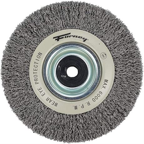 6-Inch by .012-Inch, Forney 72895 Wire Bench Wheel Brush, Industrial Pro Crimped