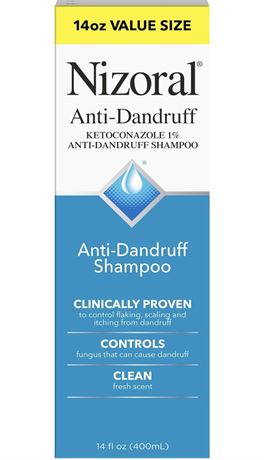 Nizoral Anti-Dandruff Shampoo with 1% Ketoconazole, Fresh Scent, 14 Fl Oz