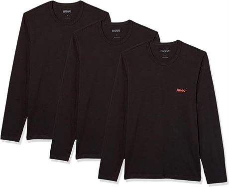 XXL, HUGO Mens 3-Pack Signature Logo Long Sleeve Shirt