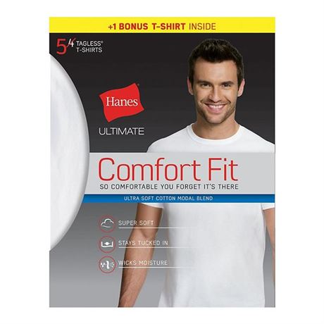 Large Hanes Ultimate Comfort Flex Fit Mens 4 + 1 Bonus P...