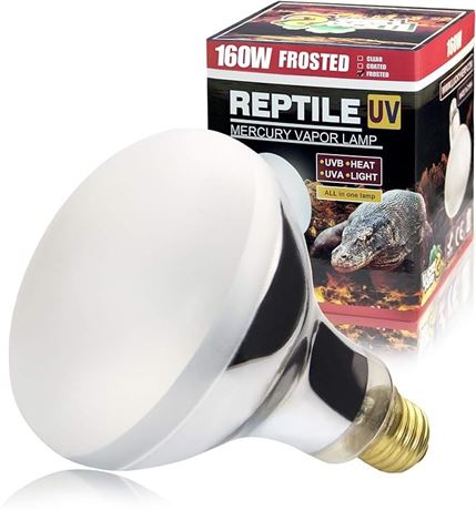 Reptile UVA UVB Mercury Vapor Bulb Lamp,E26 Screw Thread,160 Watt (Frosted)