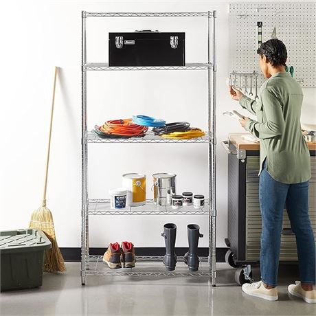 36Lx14Wx72H - Amazon Basics 5-Shelf Adjustable, Heavy Duty Storage Shelving Unit