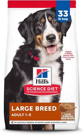 33LBS - Hill's Science Diet Adult Large Breed Dry Dog Food, Lamb Meal/Brown Rice