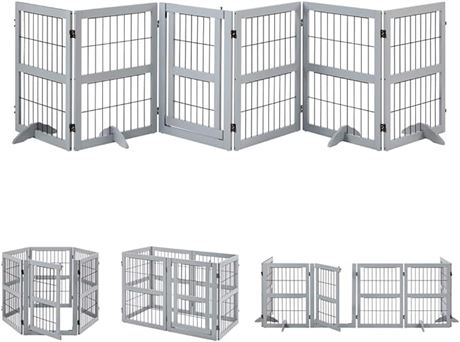 SIMILAR, Unipaws Extra Wide Pet Gates with Door, 6 Panels Freestanding Walk