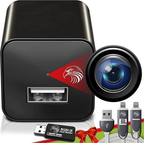 DIVINEEAGLE Mini Spy Camera Hidden Camera Charger for Spying | Secret Camera 108