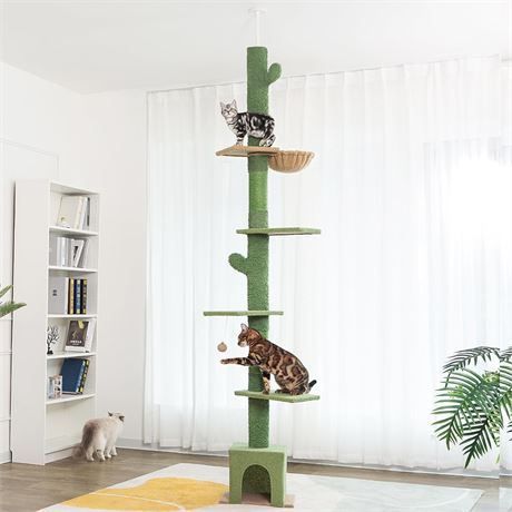 Meow Sir Cat Tree Floor to Ceiling Cat Tower Ajustable Height [82-108 Inches=208