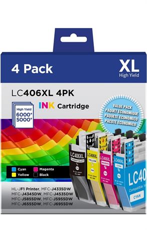 LC406XL Ink Cartridges Compatible for Brother LC406XL LC406 High Yield Work with
