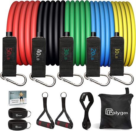 (12PC) - Polygon Resistance Bands Set, Exercise Tubes