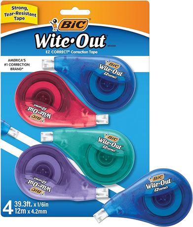 BIC Wite-Out Correction Tape, 4 Tapes