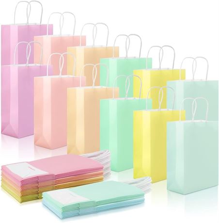 BadenBach 30 Pack Pastel Paper Gift Bags with Handle (8.6" x 6.3" x 3.1")