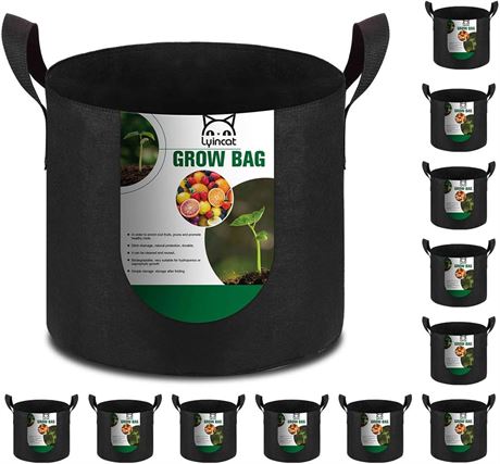 Lyincat 12-Pack 7 Gallon Grow Bags Heavy Duty Thickened Nonwoven Fabric Pots
