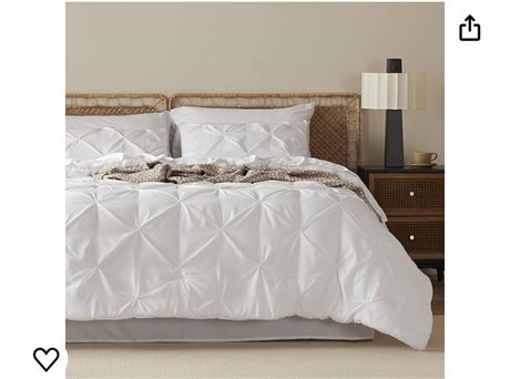 Bedsure White King Size Comforter Set - Bedding Set King 7 Pieces, Pintuck Bed i