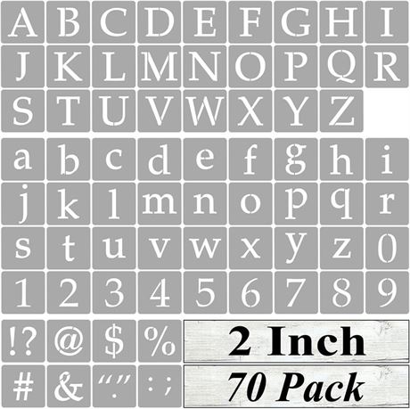 2 Inch Alphabet Letter Stencils for Painting - 70 Pack Letter and Number Stencil