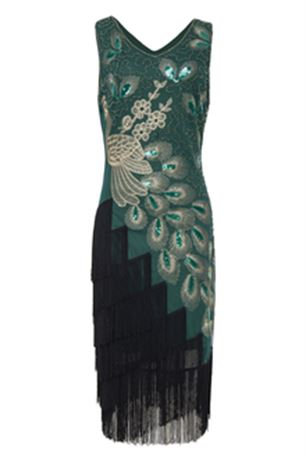 Irregular Tassel Hem Peacock Dress